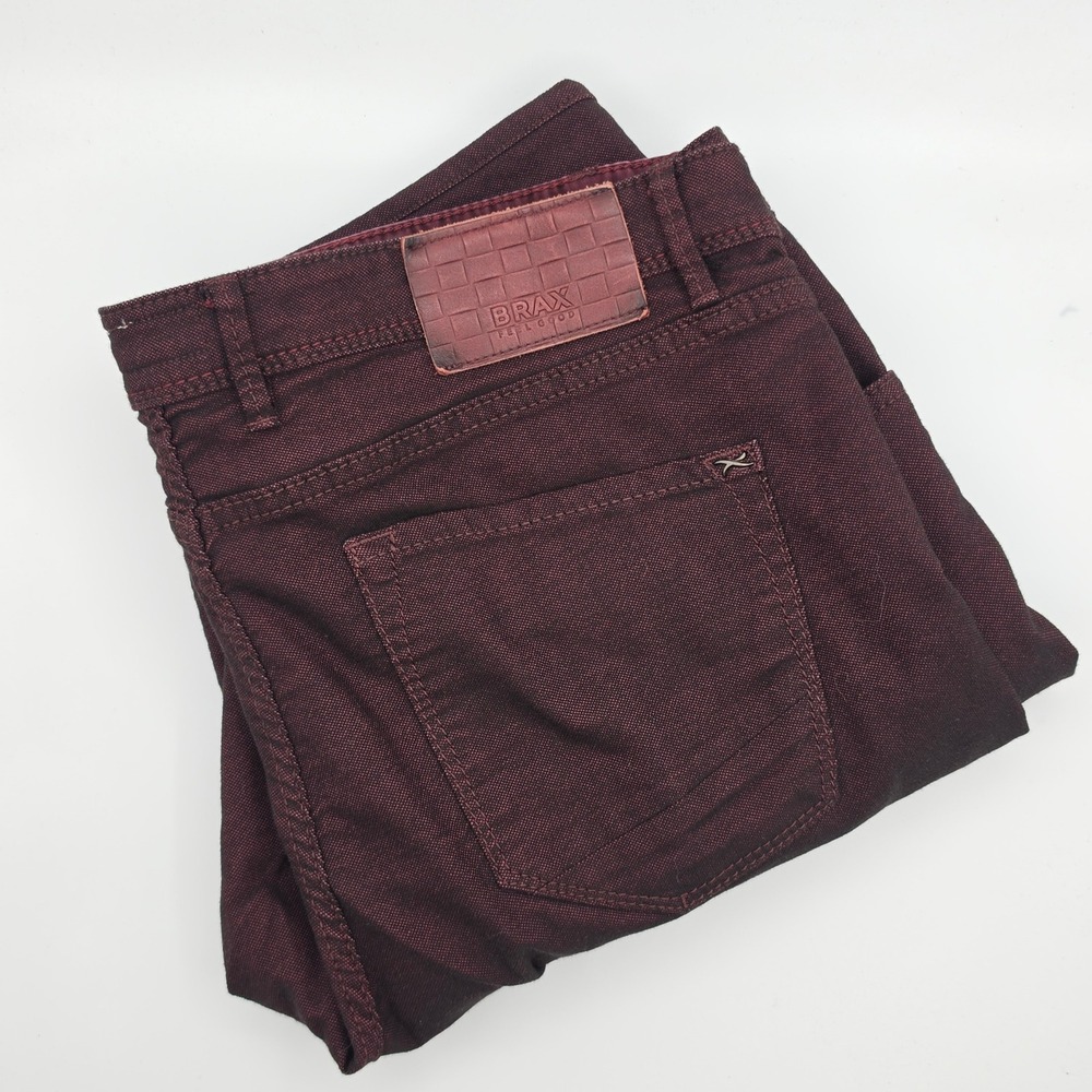 Brax Chuck Pants Mens fits 38x31 Burgundy Excellent Modern Fit 5-Pocket Trousers